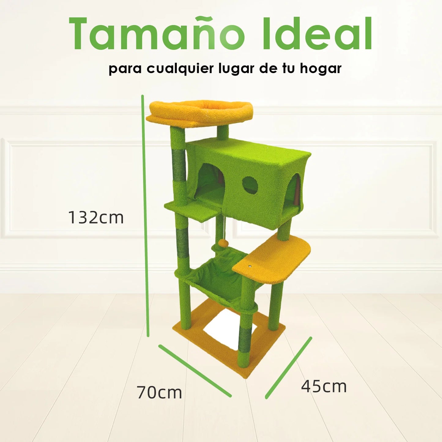 132 cm cat scratching tree with cactus-shaped structure, sisal climbing tower, ideal for 1-3 cats