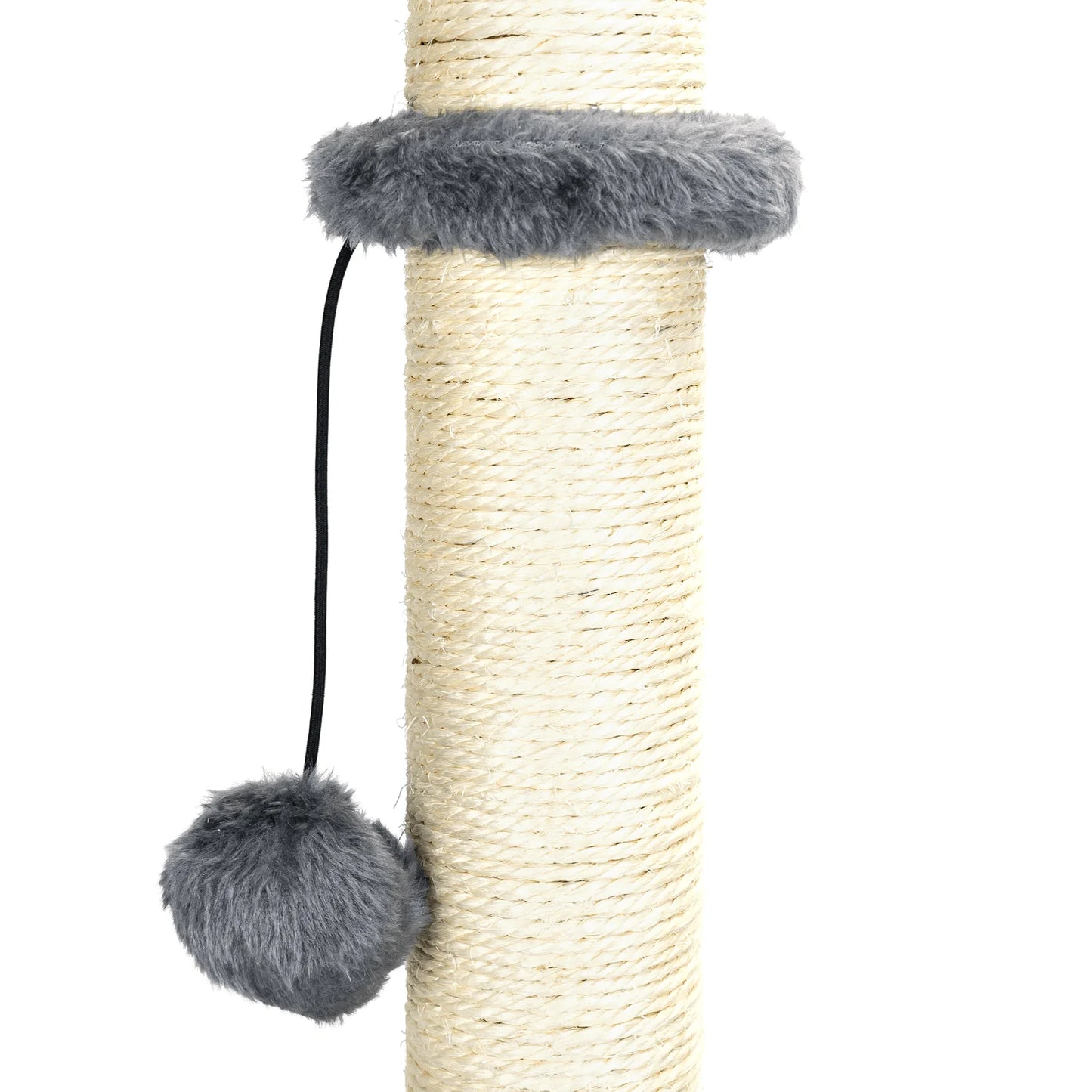 Nobleza Natural Sisal Cat Scratching Post, Cat Scratching Post, Height 80 Cm, Scratching Post for Medium and Large Cats, Stable Base with Hanging Toy Ball and Gray Spring Pompom