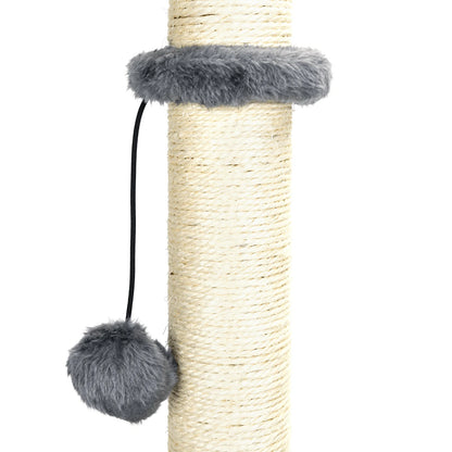 Nobleza Natural Sisal Cat Scratching Post, Cat Scratching Post, Height 80 Cm, Scratching Post for Medium and Large Cats, Stable Base with Hanging Toy Ball and Gray Spring Pompom