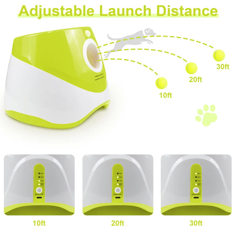 Dog Toys Tennis Launcher Automatic Pet Dogs Chase Toy Pinball Machine Fun Interactive Throw Rechargable Catapult With 3 Ball