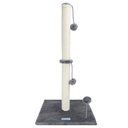 Nobleza Natural Sisal Cat Scratching Post, Cat Scratching Post, Height 80 Cm, Scratching Post for Medium and Large Cats, Stable Base with Hanging Toy Ball and Gray Spring Pompom