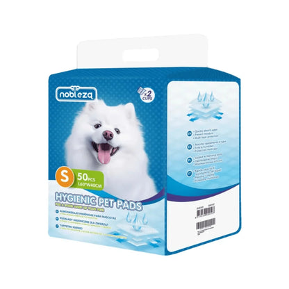 Ultra Absorbent Disposable Pee Pads for Pets - Pack of 50 by Nobleza, perfect for odor control, suitable for all breed sizes, ideal for home and travel use.
