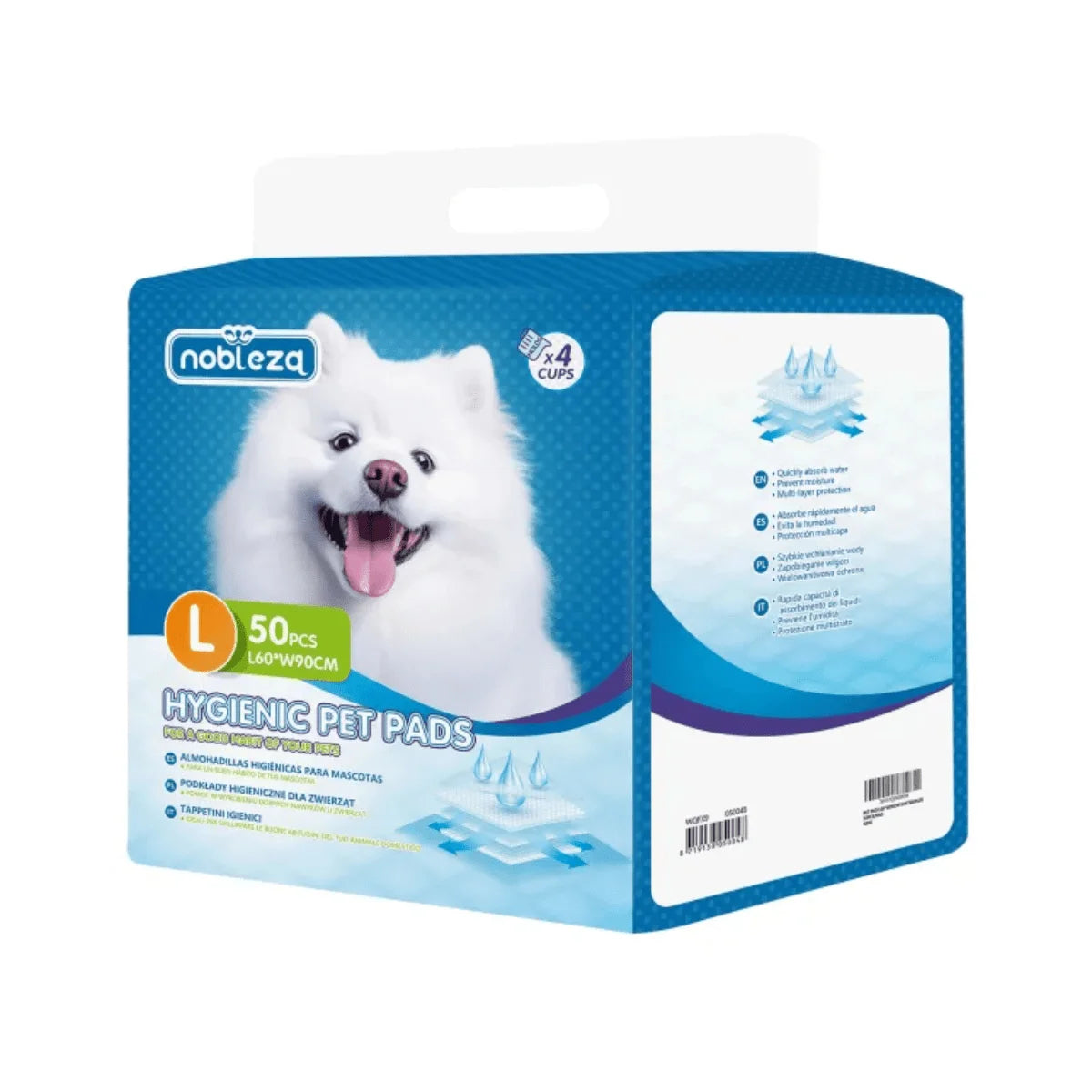 Ultra Absorbent Disposable Pee Pads for Pets - Pack of 50 by Nobleza, perfect for odor control, suitable for all breed sizes, ideal for home and travel use.