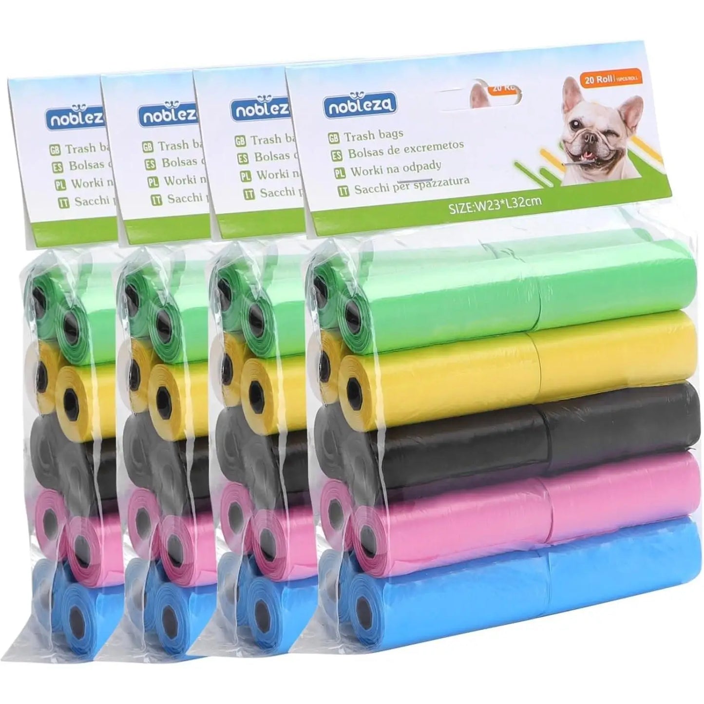 Nobleza Dog Poop Bags, 1200 Leakproof Plastic Bags in 80 Rolls for Easy Cleanup, Extra Thick and Odorless, Ideal for All Dog Sizes, Perfect for Pet Owners on the Go.