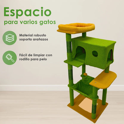 132 cm cat scratching tree with cactus-shaped structure, sisal climbing tower, ideal for 1-3 cats