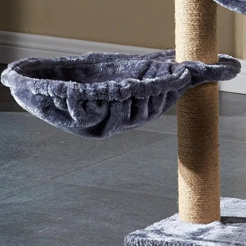 Cat tree, cat scratching post height 130 cm, play tower with large platform, scratching post, basket, cave,