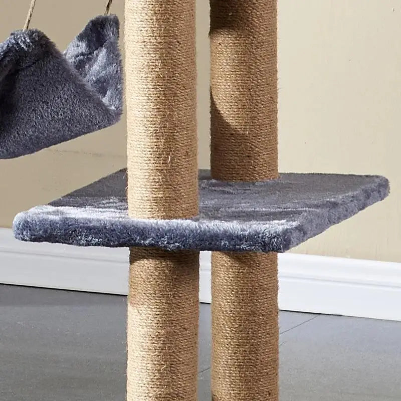 Cat tree, cat scratching post height 130 cm, play tower with large platform, scratching post, basket, cave,
