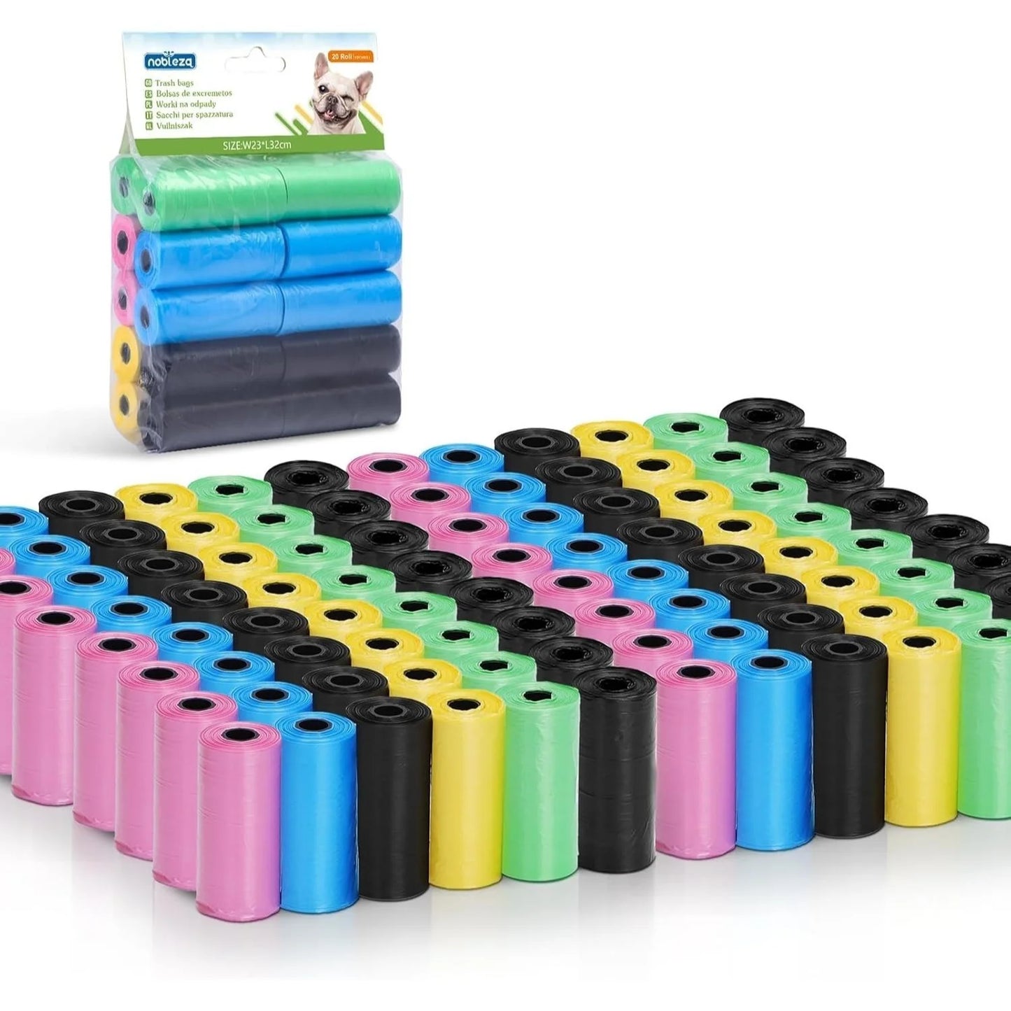 Nobleza Dog Poop Bags, 1200 Leakproof Plastic Bags in 80 Rolls for Easy Cleanup, Extra Thick and Odorless, Ideal for All Dog Sizes, Perfect for Pet Owners on the Go.