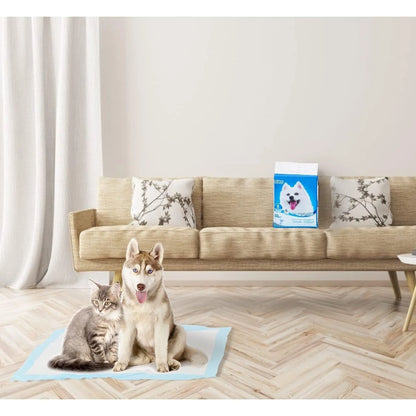 Ultra Absorbent Disposable Pee Pads for Pets - Pack of 50 by Nobleza, perfect for odor control, suitable for all breed sizes, ideal for home and travel use.