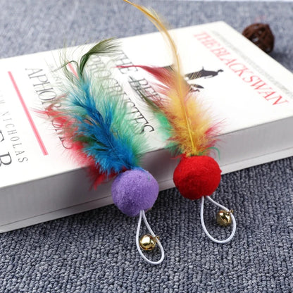 5Pcs Replacement Cat Feather Toys with Bell Natural Feather Refills Cat Teaser Toy for Indoor Cat Exercise Playing