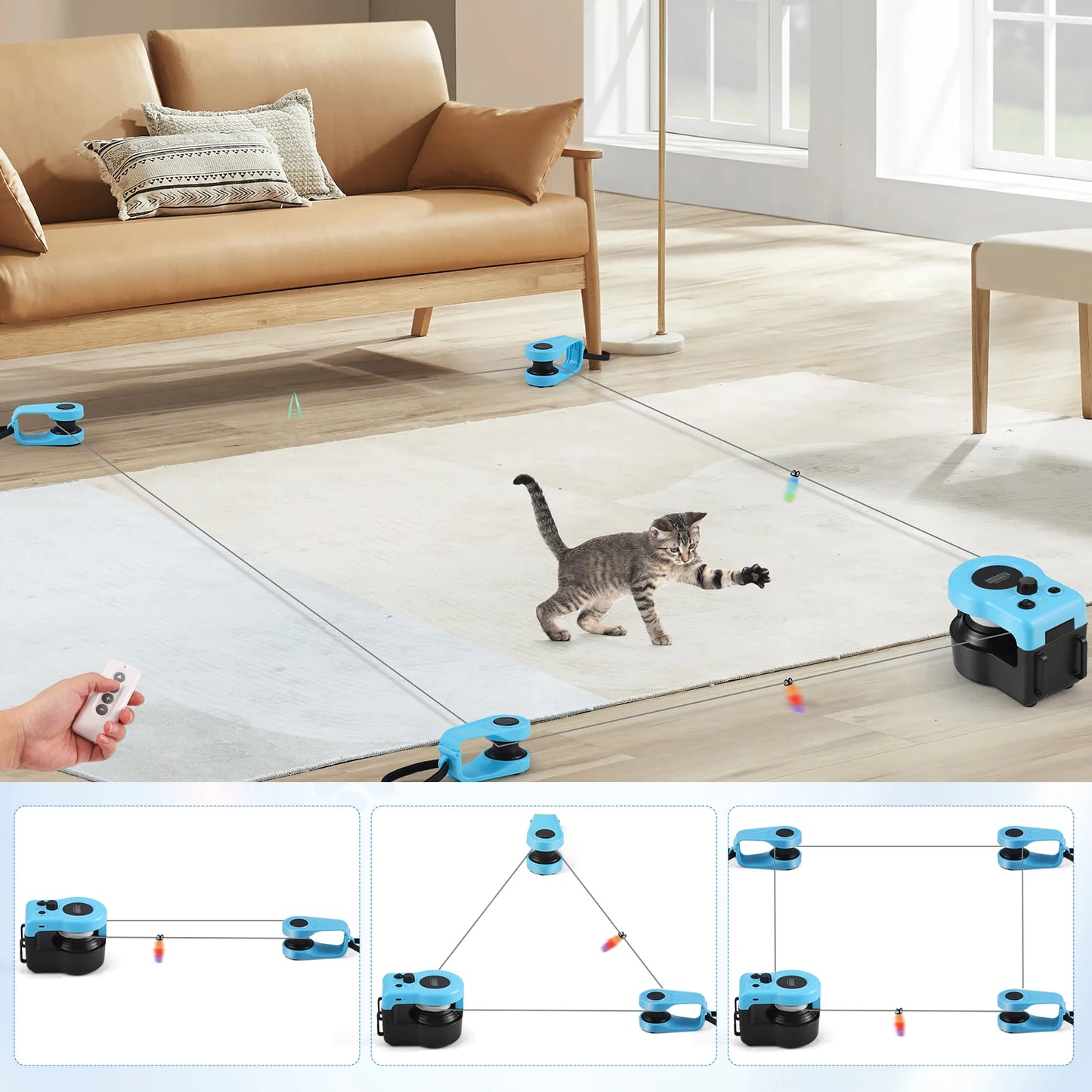 Cat Toys Wheel Exerciser 1 Main Unit and 4 Auxiliary Units Cat Treadmill For Indoor Adjustable Speed Simulated Hunting Toy For Indoor Cats Interactive Cat Toy