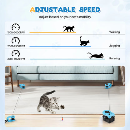 Cat Toys Wheel Exerciser 1 Main Unit and 4 Auxiliary Units Cat Treadmill For Indoor Adjustable Speed Simulated Hunting Toy For Indoor Cats Interactive Cat Toy