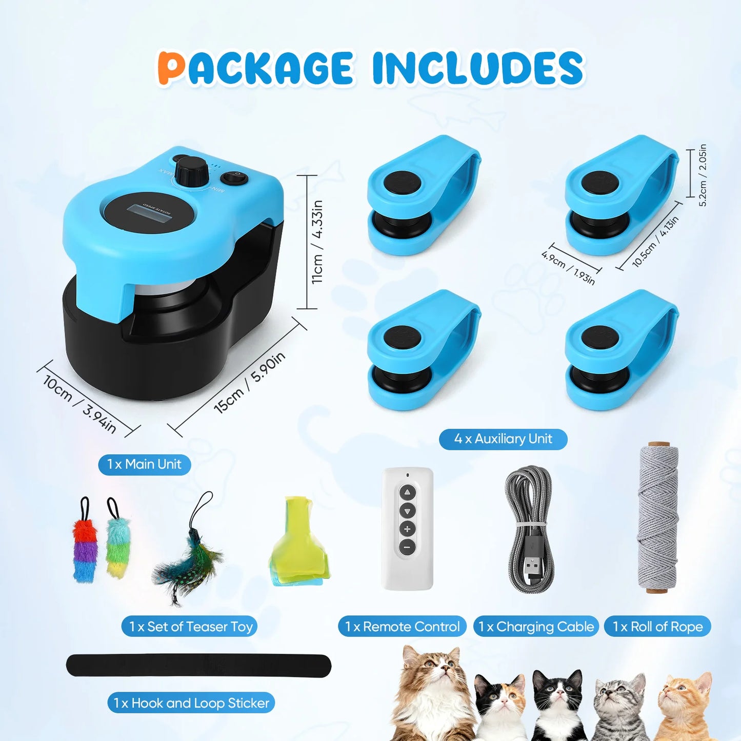 Cat Toys Wheel Exerciser 1 Main Unit and 4 Auxiliary Units Cat Treadmill For Indoor Adjustable Speed Simulated Hunting Toy For Indoor Cats Interactive Cat Toy