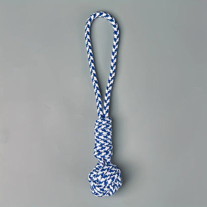 Random 1 piece of heavy-duty tow rope toy suitable for large dog breeds - thick and wide woven rope ball with red striped fabric