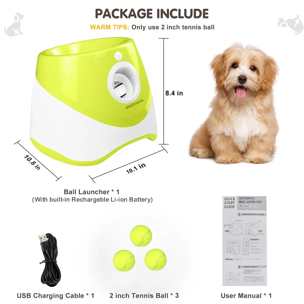 Dog Toys Tennis Launcher Automatic Pet Dogs Chase Toy Pinball Machine Fun Interactive Throw Rechargable Catapult With 3 Ball